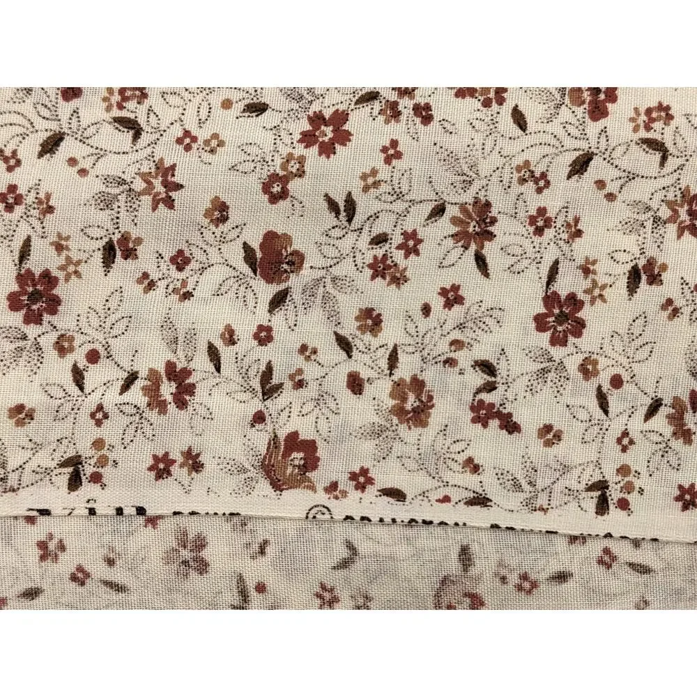 Lot 2 Vintage 1960s CALICO VIP FABRICS Semi-Sheer Cotton Bouquets Vines ~2.5 Yds